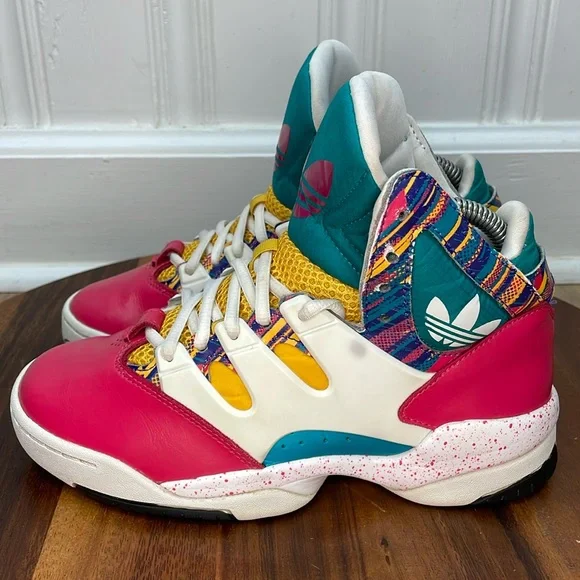 adidas Multicolor High-Top Athletic Sneakers — Pink, Teal, Yellow - Picture 7 of 16